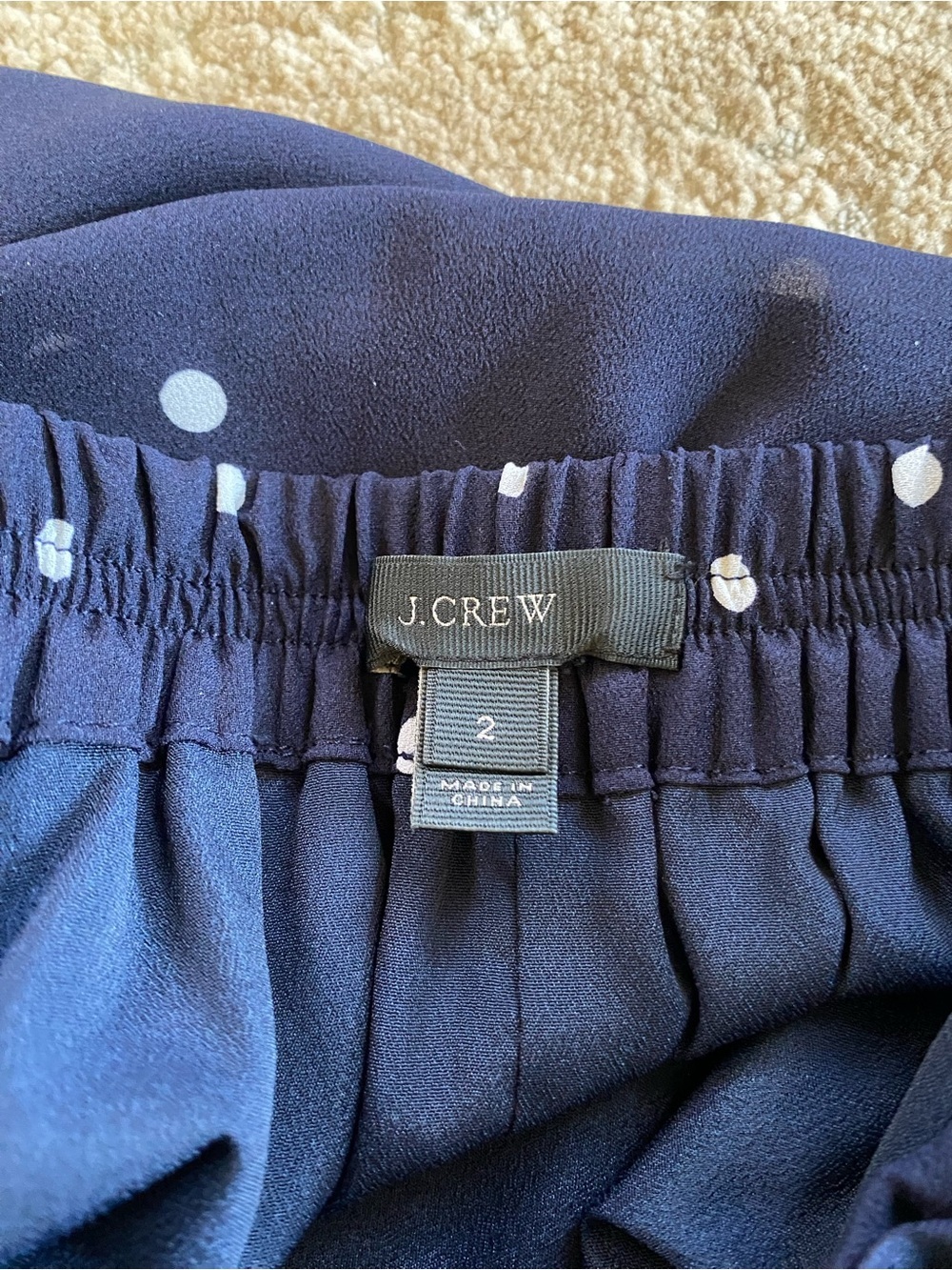 J Crew Navy Polka Dot Swiss Dot Pleated Midi Skirt Lined: 2 - Picture 6 of 8